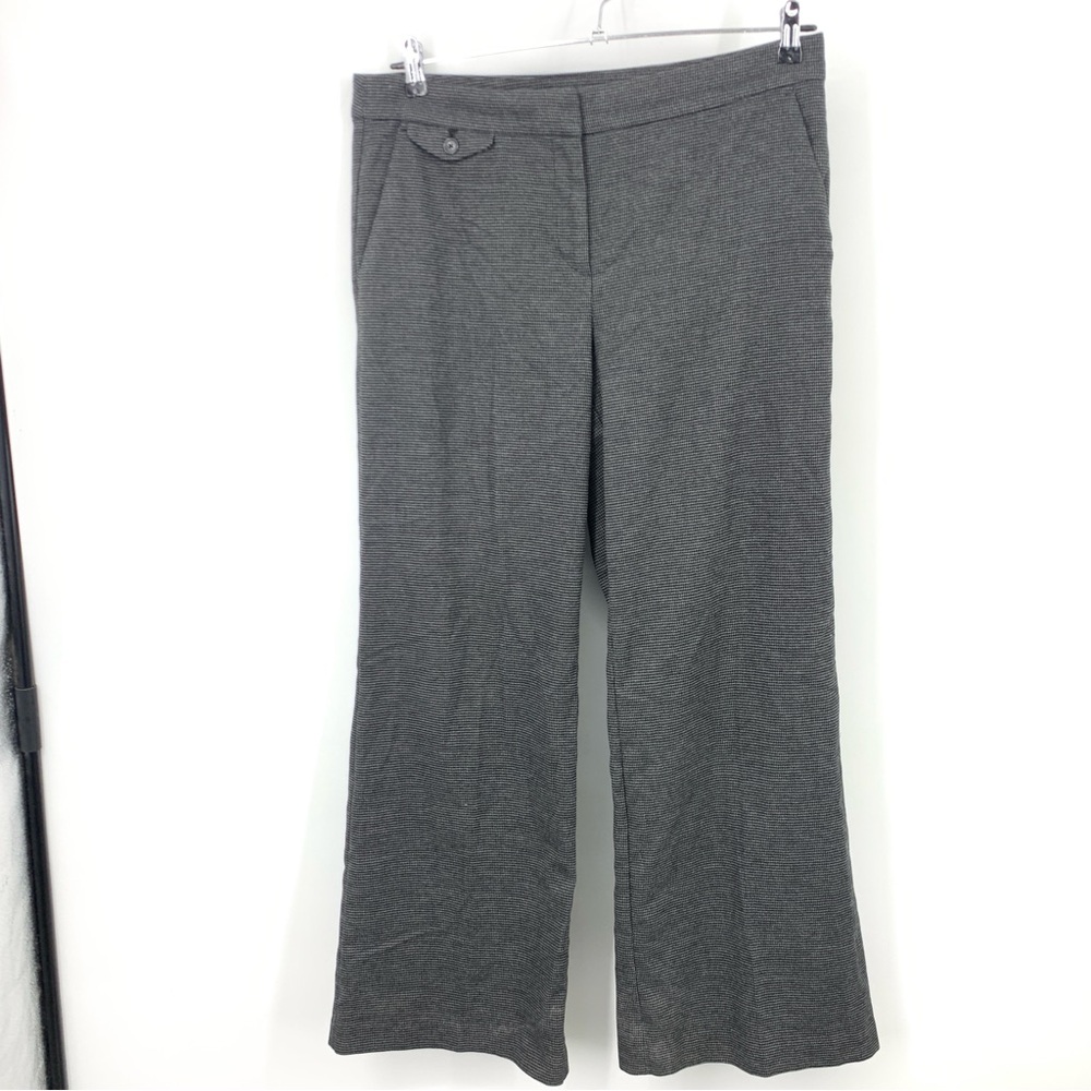 LOFT Ann Taylor‎ Women Size 10 Pants Wide Leg Trousers Gray Black Check Work
